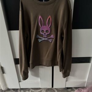 Psycho Bunny Brown Sweater with Pink and Purple Skull Design